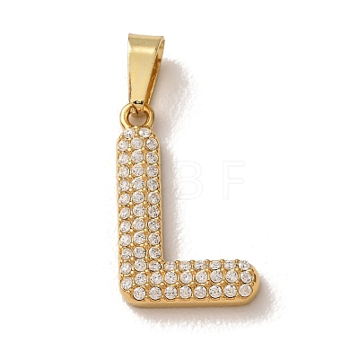 304 Stainless Steel Micro Pave Clear Cubic Zirconia Pendants CU-CBA703A-05G-L-1