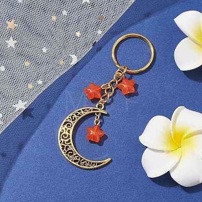 Tibetan Style Alloy Hollow Moon Pendant Keychain KEYC-JKC00690-04-1