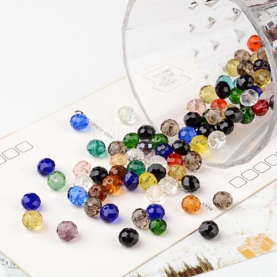 Faceted Rondelle Transparent Glass Beads GLAA-R152-8mm-M1-1