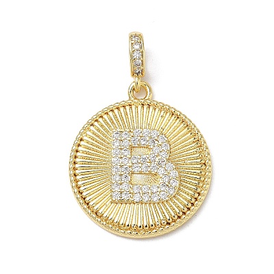 Brass Micro Pave Clear Cubic Zirconia Pendants KK-L253-17G-B-1
