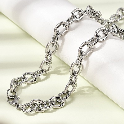 304 Stainless Steel Cable Chains Bracelet & Necklace Jewelry Sets SJEW-L199-11P-1