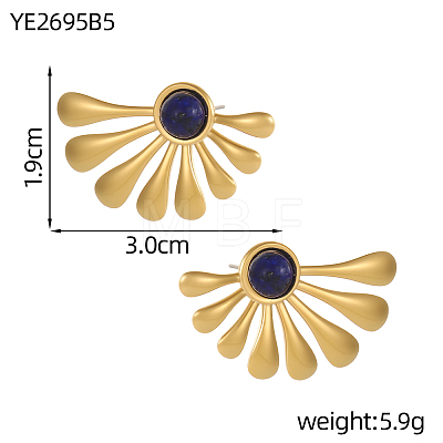 Natural & Synthetic Mixed Stone Fan Stud Earrings EJEW-OY011-81G-1