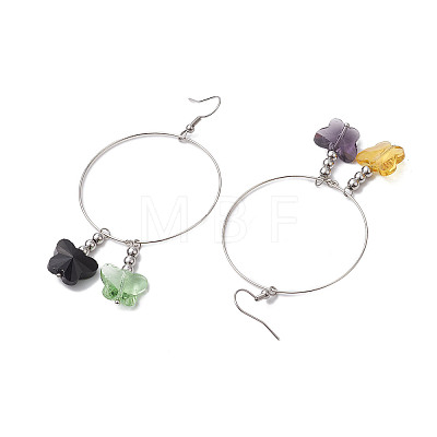 Butterfly Glass Dangle Earrings EJEW-JE05836-1