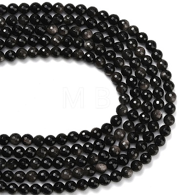 Natural Silver Obsidian Beads Strands G-C280-B08-8mm-1