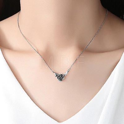 Vintage Brass Rose Flower Pendant Necklaces for Women WGA801E-01-1