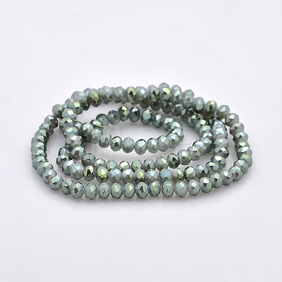 Full Rainbow Plated Faceted Rondelle Imitation Jade Glass Beads Strands GLAA-A024C-FR01-1