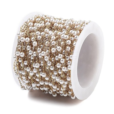 Handmade Round ABS Imitation Pearl Beaded Chains CHS-P019-09A-G-1