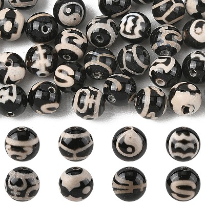 40Pcs 8 Styles Tibetan Style dZi Beads Strands G-YW0003-04-1