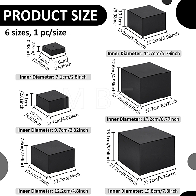 6Pcs 6 Sizes Acrylic Cube Food Nesting Riser Stands ODIS-WH0038-303B-1