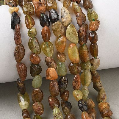 Natural Green Garnet Beads Strands GG-CBAAEDE-B04-1