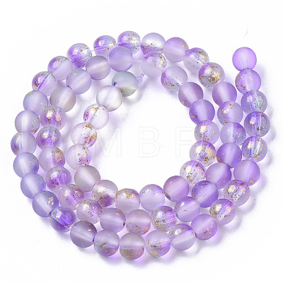 Frosted Spray Painted Glass Beads Strands GLAA-N035-03B-C11-1