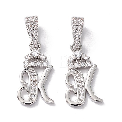 Eco-Friendly Brass Micro Pave Cubic Zirconia Pendants KK-K265-01P-K-1
