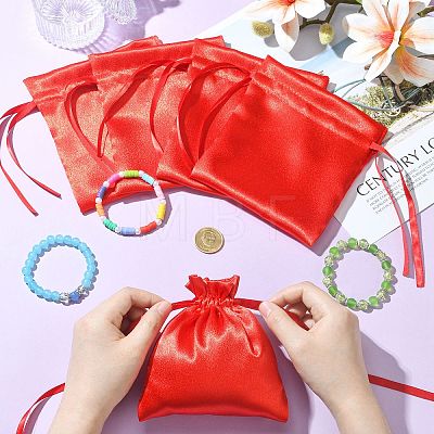 Satin Cloth Drawstring Pouches with Flower ST-CJ0048-001A-1