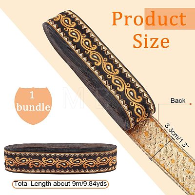 Ethnic Embroidery Polyester Flat Ribbons OCOR-WH0060-38D-1