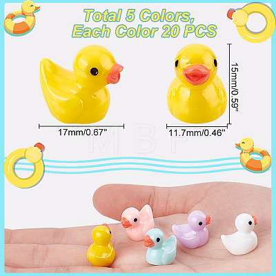   100Pcs 5 Colors Mini Resin Ducks DJEW-PH0001-19-1