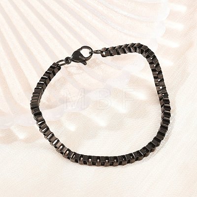 304 Stainless Steel Box Chain Bracelets for Women Men BJEW-H643-02EB-1