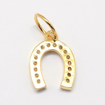 CZ Brass Micro Pave Cubic Zirconia Horse Shoe Charms LS-ZIRC-L018-13G-1