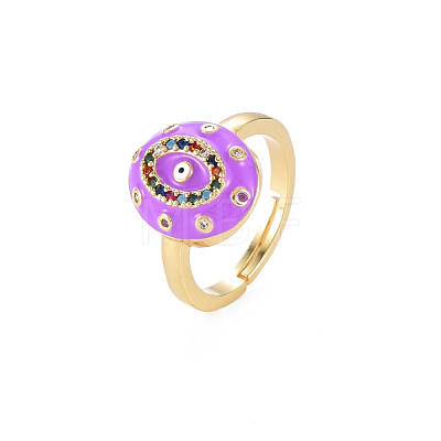 Adjustable Brass Micro Pave Colorful Cubic Zirconia Finger Rings RJEW-S044-165-NF-1