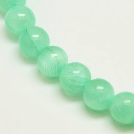 Dyed Natural Green Jade Beads Strands X-JBS053-8MM-27-1