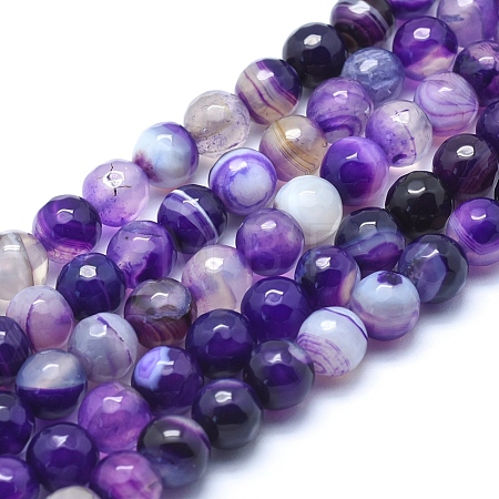Natural Striped Agate/Banded Agate Beads G-J371-13-8mm-1