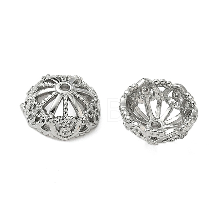 Brass Micro Pave Clear Cubic Zirconia Bead Caps KK-S350-09P-1