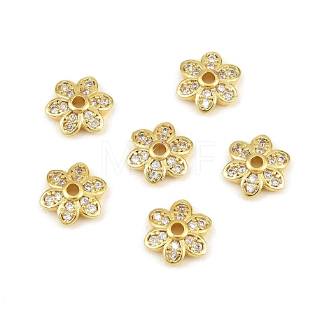 Brass Micro Pave Clear Cubic Zirconia Bead Caps CU-CBA6A75-30G-1