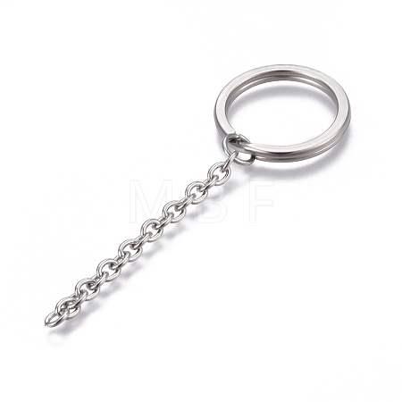 Tarnish Resistant 304 Stainless Steel Split Key Ring Clasps STAS-L226-009B-1
