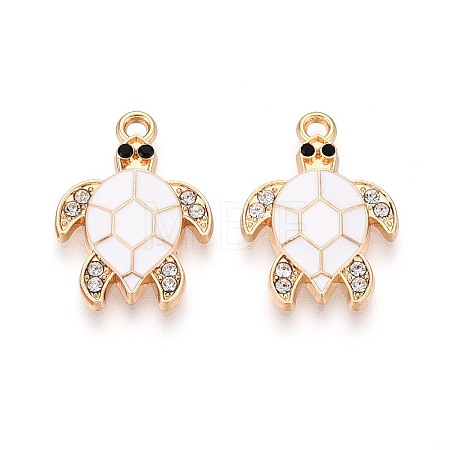 Alloy Rhinestone and Enamel Pendants PALLOY-T092-40G-01-1