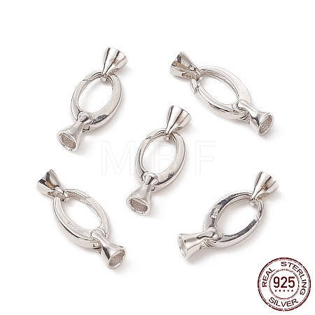 Anti-Tarnish Rhodium Plated 925 Sterling Silver Key Clasps X-STER-F037-140P-1