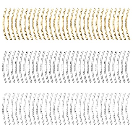 90Pcs 3 Colors Brass Tube Beads KK-YW0002-08A-1