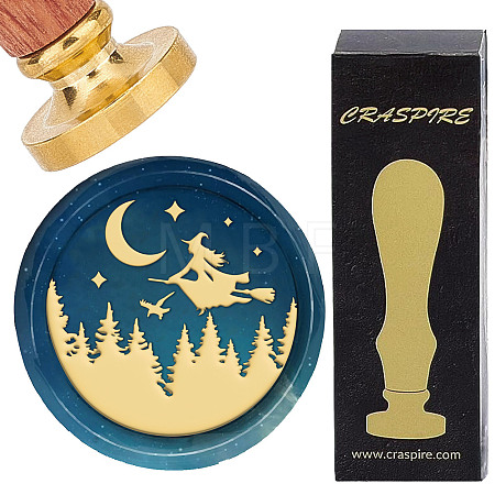Brass Wax Seal Stamps with Wood Handle AJEW-WH0412-0180-1