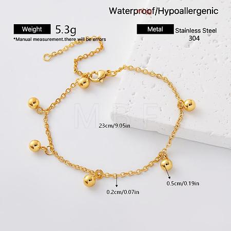 Summer 304 Stainless Steel Charm Anklets with Tiny Ball for Women GN4160-6-1
