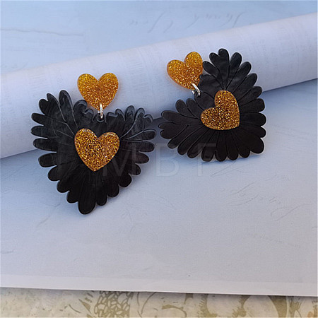 Heart Acrylic Dangle Stud Earrings FS-WGE6A0B-04-1