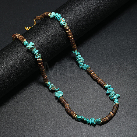 Bohemian Turquoise Stone Coconut Shell Surf Punk Necklace for Men LS-NI4745-1-1