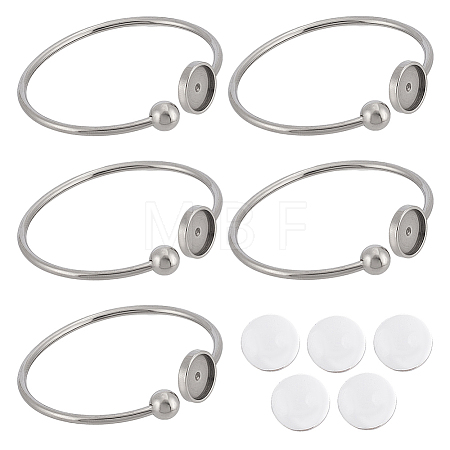 3Pcs Flat Round 304 Stainless Steel Blank Bangle Bases STAS-HY0001-74-1
