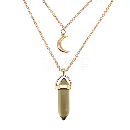 Dyed Natural Jasper Cone Pendant Double Layer Necklace UX9990-10-1