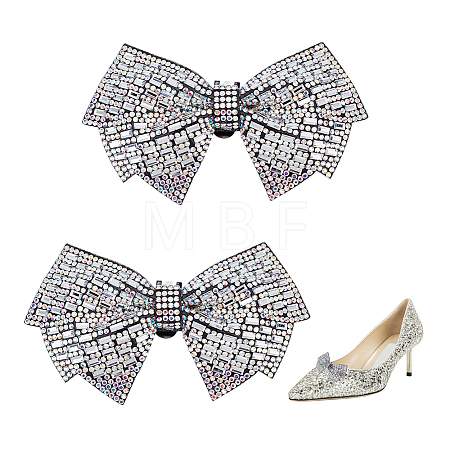 Glass Rhinestone Bowknot Shoe Decorations AJEW-WH0323-24B-1