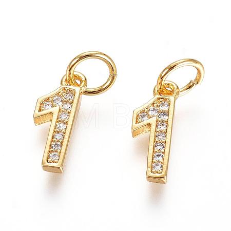 Brass Micro Pave Clear Cubic Zirconia Charms ZIRC-L092-01-G-1