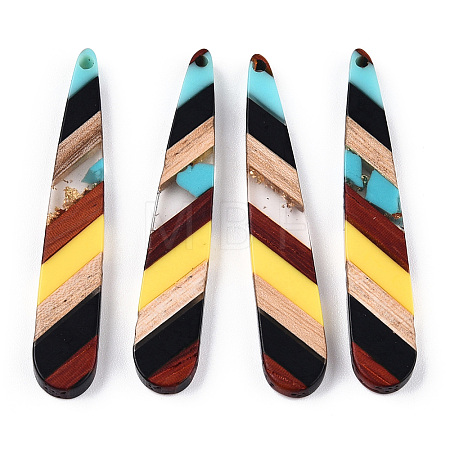 Transparent Resin & Walnut Wood Big Pendants RESI-E050-01B-E-1