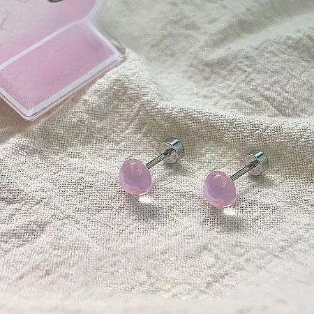 316L Surgical Stainless Steel & Glass Stud Earrings WGE1D71-01-1