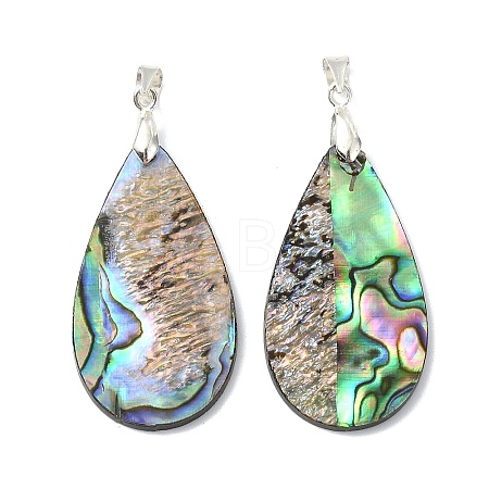 Natural Paua Shell Pendants PALLOY-JF05908-1