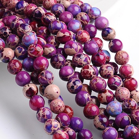 Dyed & Heated Natural Imperial Jasper Round Bead Strands G-M274-03-6mm-1