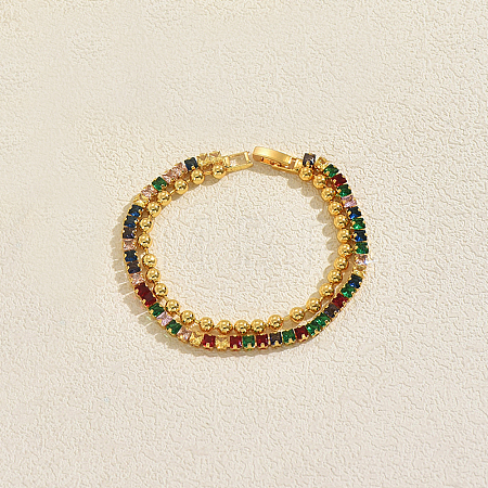 Elegant Brass Micro Pave Cubic Zirconia Tennis Bracelets DE3220-2-1