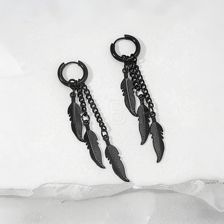 Zinc Alloy Feather Tassel Hoop Earrings FS-WG16A33-07-1