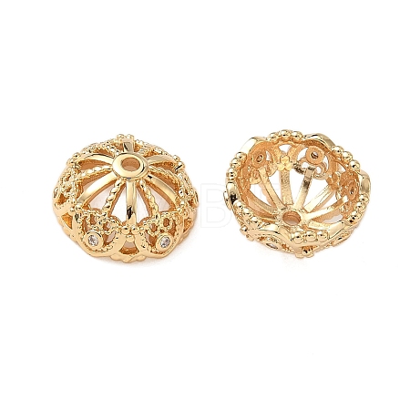 Brass Micro Pave Clear Cubic Zirconia Bead Caps KK-S350-09G-1
