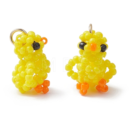 Glass Seed Beaded Duck Pendants PALLOY-MZ01100-1