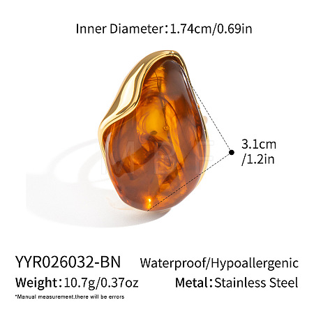 304 Stainless Steel Resin Cuff Open Ring for Women OM2986-3-1