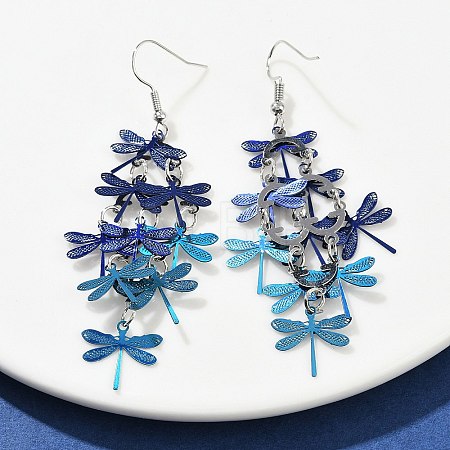 430 Stainless Steel Dragonfly Dangle Earrings EJEW-A137-04P-02-1