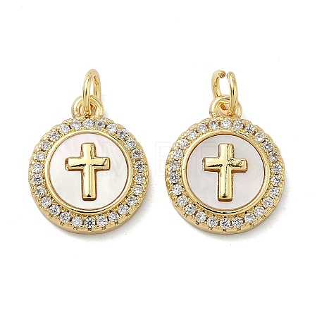 Brass Micro Pave Cubic Zirconia Pendants X-KK-A282-01G-03-1