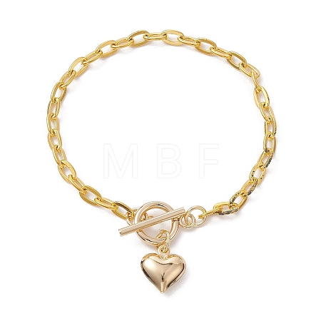 Alloy Heart Charm Bracelet with Cable Chains BJEW-JB10130-02-1